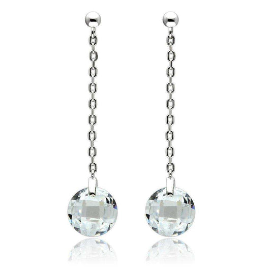 Alamode Rhodium Brass Earrings with AAA Grade CZ in Clear - Alamode - Flyclothing LLC