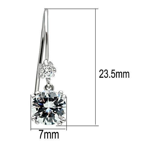 Alamode Stainless Steel Earrings with AAA Grade CZ in Clear - Flyclothing LLC