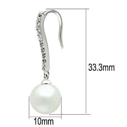 Alamode Rhodium Brass Earrings with Synthetic Pearl in White - Alamode - Flyclothing LLC