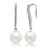 Alamode Rhodium Brass Earrings with Synthetic Pearl in White - Alamode - Flyclothing LLC