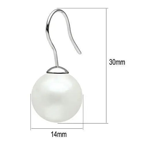 Alamode Rhodium Brass Earrings with Synthetic Pearl in White - Alamode - Flyclothing LLC