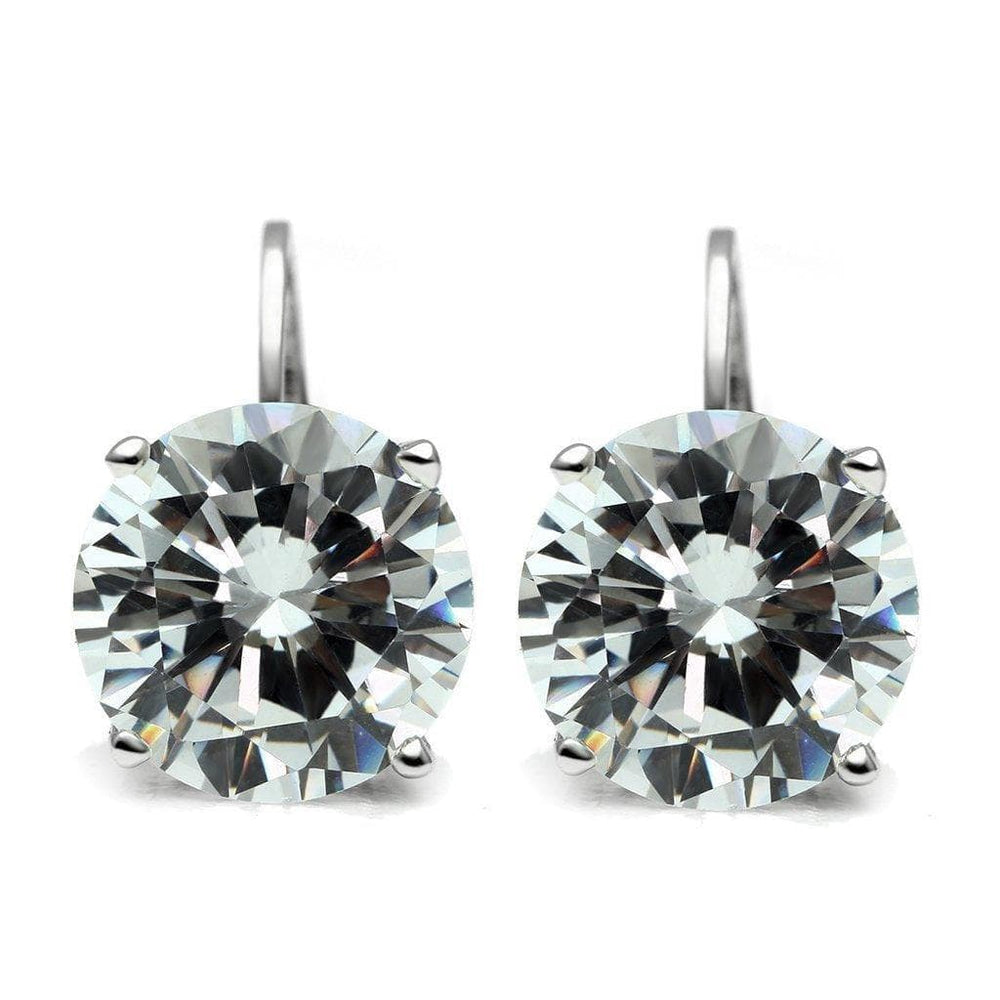 Alamode Rhodium Brass Earrings with AAA Grade CZ in Clear - Alamode
