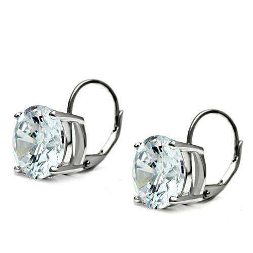 Alamode Rhodium Brass Earrings with AAA Grade CZ in Clear - Alamode - Flyclothing LLC