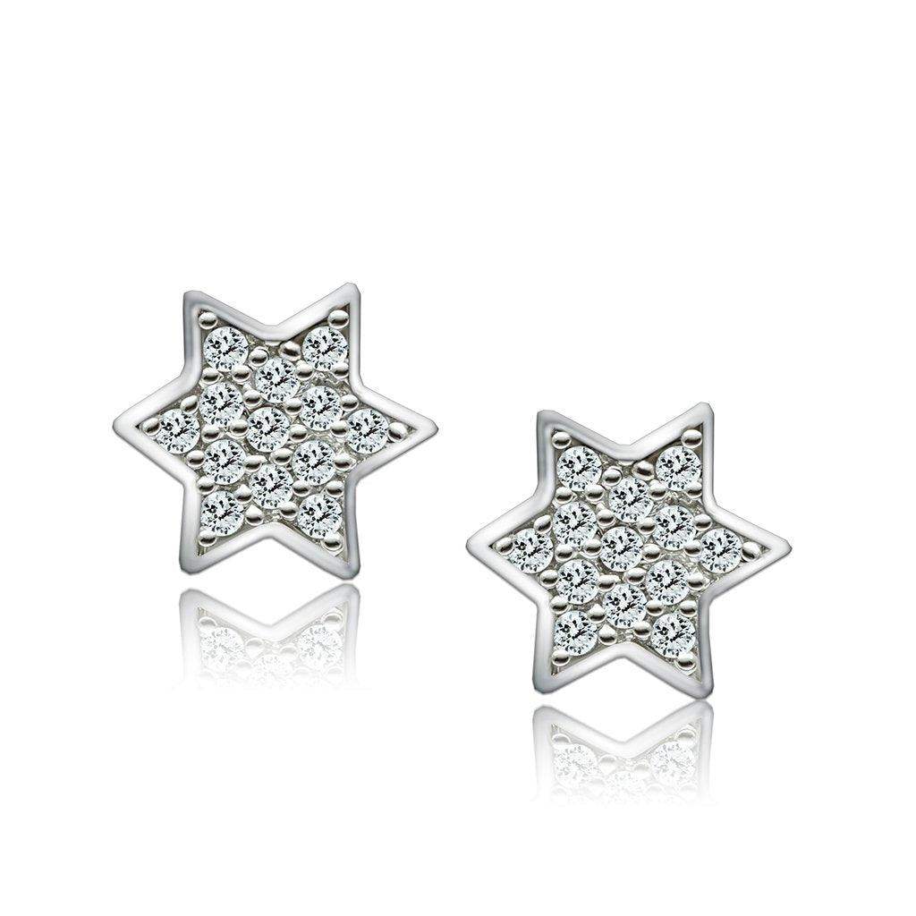 Alamode Rhodium Brass Earrings with AAA Grade CZ in Clear - Alamode - Flyclothing LLC