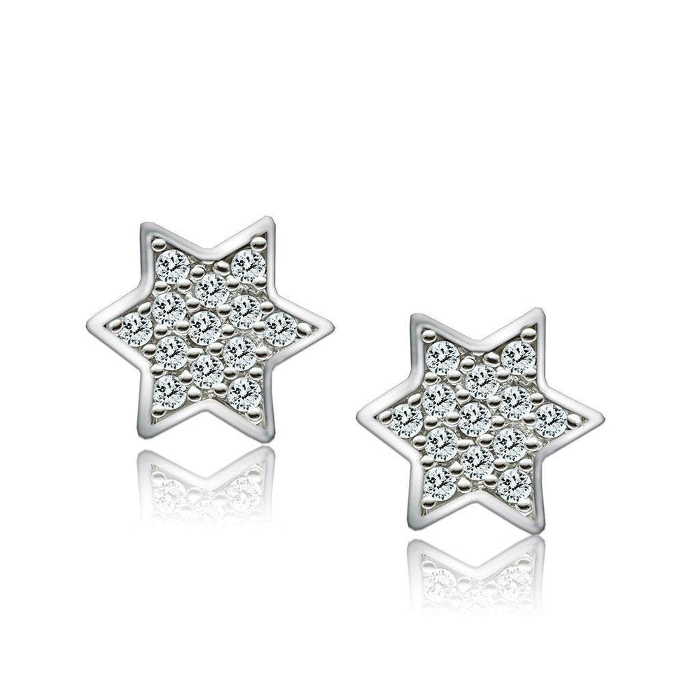 Alamode Rhodium Brass Earrings with AAA Grade CZ in Clear - Alamode