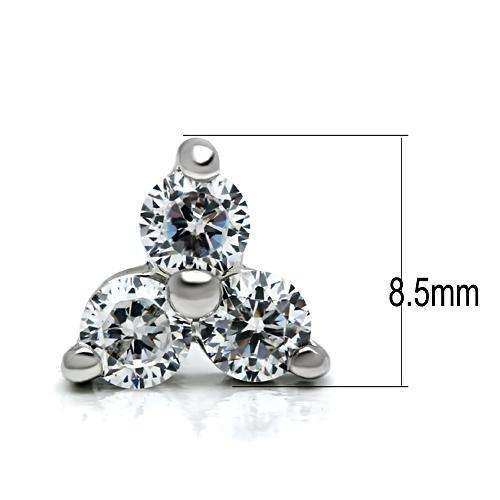 Alamode Rhodium Brass Earrings with AAA Grade CZ in Clear - Alamode - Flyclothing LLC