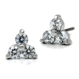 Alamode Rhodium Brass Earrings with AAA Grade CZ in Clear - Alamode