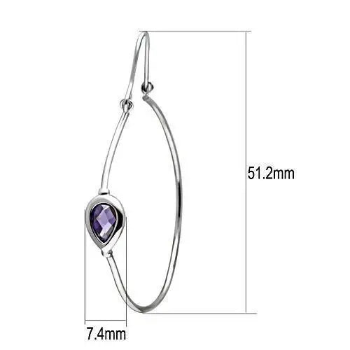 Alamode Rhodium Brass Earrings with AAA Grade CZ in Amethyst - Alamode - Flyclothing LLC