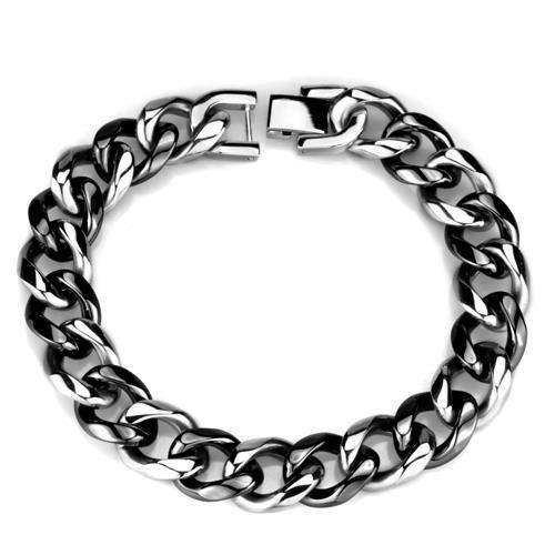 Alamode High polished (no plating) Stainless Steel Bracelet with Ceramic in Jet - Alamode