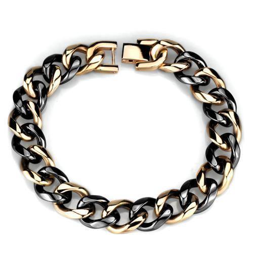 Alamode IP Rose Gold(Ion Plating) Stainless Steel Bracelet with Ceramic in Jet - Alamode