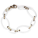 Alamode IP Rose Gold(Ion Plating) Stainless Steel Bracelet with Ceramic in White - Alamode