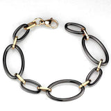 Alamode IP Rose Gold(Ion Plating) Stainless Steel Bracelet with Ceramic in Jet - Alamode - Flyclothing LLC