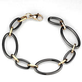 Alamode IP Rose Gold(Ion Plating) Stainless Steel Bracelet with Ceramic in Jet - Alamode