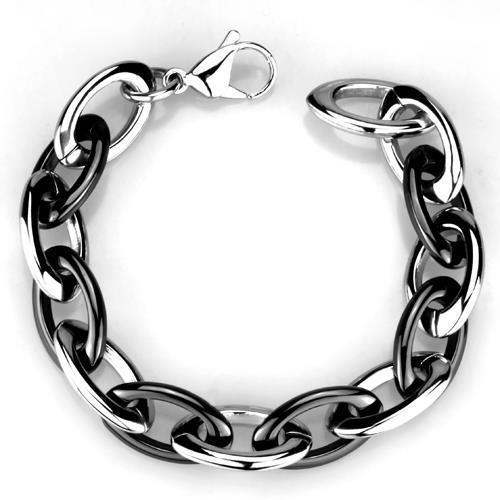 Alamode High polished (no plating) Stainless Steel Bracelet with Ceramic in Jet - Alamode - Flyclothing LLC