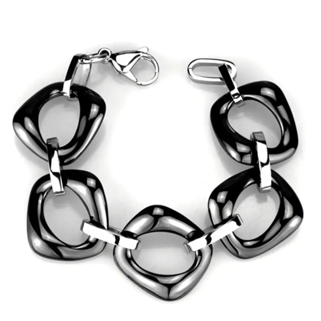 Alamode High polished (no plating) Stainless Steel Bracelet with Ceramic in Jet - Alamode - Flyclothing LLC