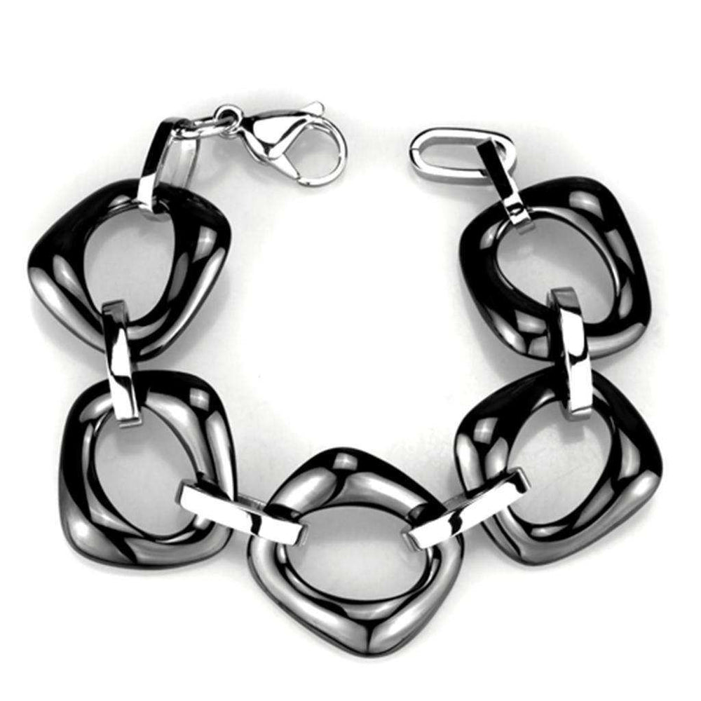 Alamode High polished (no plating) Stainless Steel Bracelet with Ceramic in Jet - Alamode