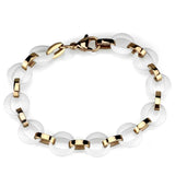 Alamode IP Rose Gold(Ion Plating) Stainless Steel Bracelet with Ceramic in White - Alamode - Flyclothing LLC