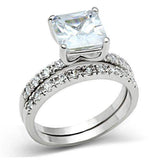 Alamode Rhodium Brass Ring with AAA Grade CZ in Clear - Alamode - Flyclothing LLC