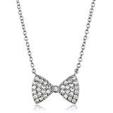 Alamode Rhodium Brass Chain Pendant with AAA Grade CZ in Clear - Alamode - Flyclothing LLC