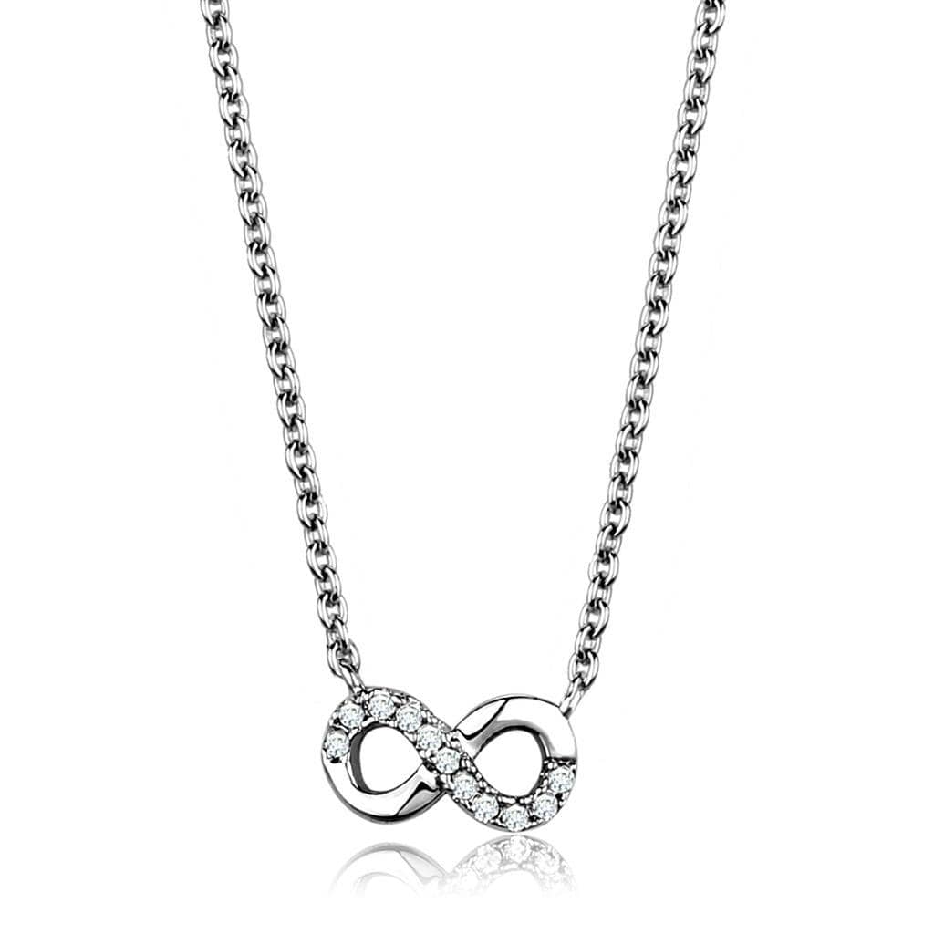 Alamode Rhodium Brass Chain Pendant with AAA Grade CZ in Clear - Alamode - Flyclothing LLC
