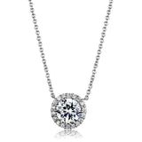 Alamode Rhodium Brass Chain Pendant with AAA Grade CZ in Clear - Alamode - Flyclothing LLC