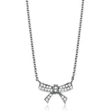 Alamode Rhodium Brass Chain Pendant with AAA Grade CZ in Clear - Alamode - Flyclothing LLC
