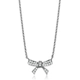 Alamode Rhodium Brass Chain Pendant with AAA Grade CZ in Clear - Alamode