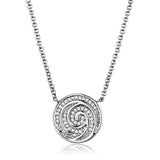 Alamode Rhodium Brass Chain Pendant with AAA Grade CZ in Clear - Alamode - Flyclothing LLC