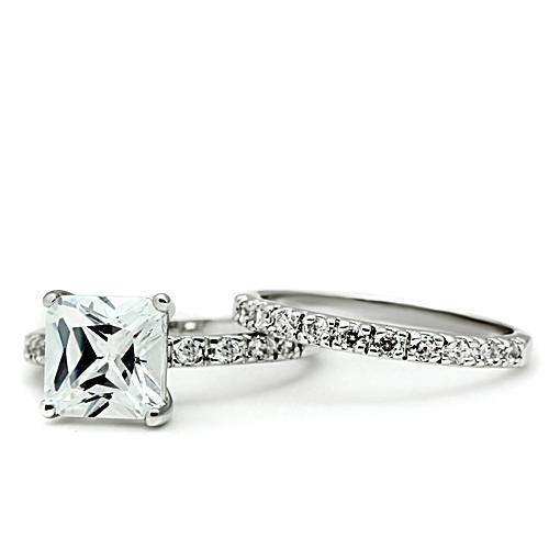 Alamode Rhodium Brass Ring with AAA Grade CZ in Clear - Alamode - Flyclothing LLC
