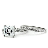 Alamode Rhodium Brass Ring with AAA Grade CZ in Clear - Alamode