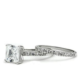 Alamode Rhodium Brass Ring with AAA Grade CZ in Clear - Alamode