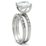 Alamode Rhodium Brass Ring with AAA Grade CZ in Clear - Alamode