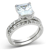 Alamode Rhodium Brass Ring with AAA Grade CZ in Clear - Alamode