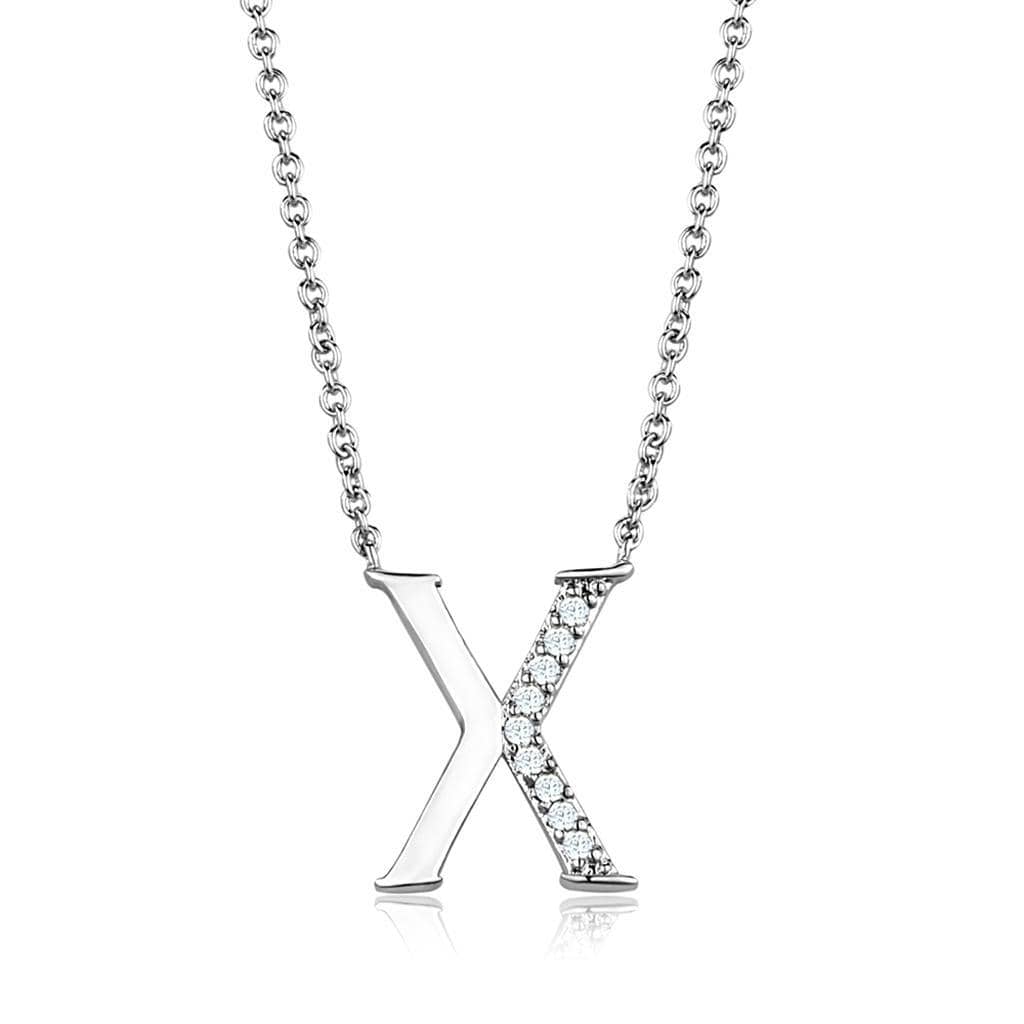 Alamode Rhodium Brass Chain Pendant with AAA Grade CZ in Clear - Alamode - Flyclothing LLC