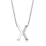 Alamode Rhodium Brass Chain Pendant with AAA Grade CZ in Clear - Alamode