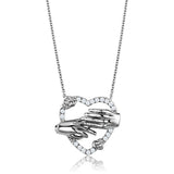 Alamode Rhodium Brass Chain Pendant with AAA Grade CZ in Clear - Alamode - Flyclothing LLC