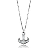 Alamode Rhodium Brass Chain Pendant with AAA Grade CZ in Clear - Alamode - Flyclothing LLC