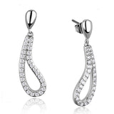 Alamode Rhodium Brass Earrings with AAA Grade CZ in Clear - Alamode