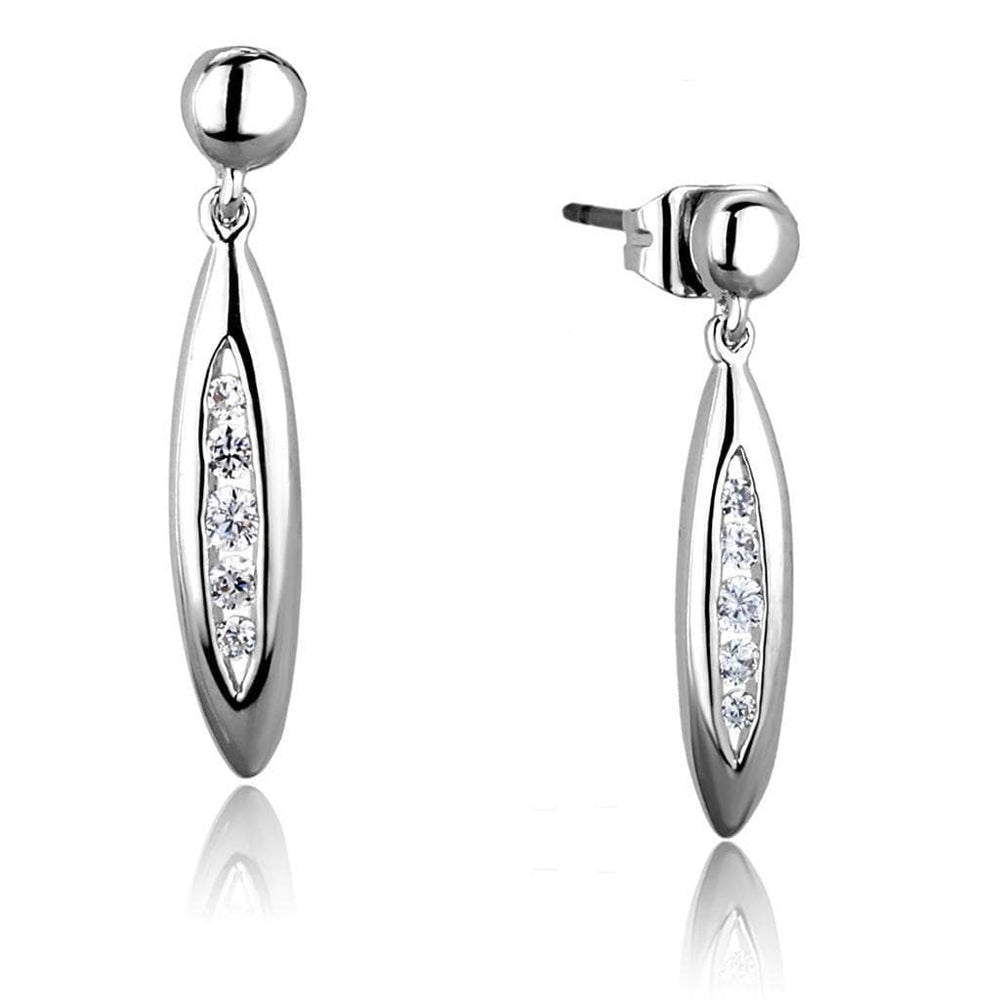 Alamode Rhodium Brass Earrings with AAA Grade CZ in Clear - Alamode