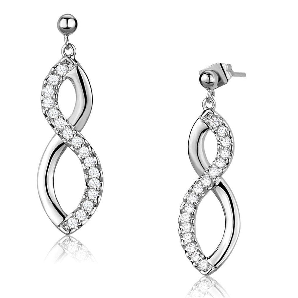 Alamode Rhodium Brass Earrings with AAA Grade CZ in Clear - Alamode