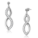 Alamode Rhodium Brass Earrings with AAA Grade CZ in Clear - Alamode