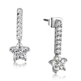 Alamode Rhodium Brass Earrings with AAA Grade CZ in Clear - Alamode
