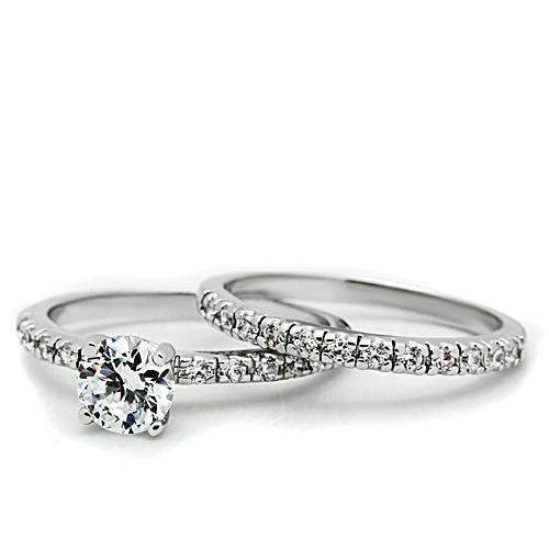 Alamode Rhodium Brass Ring with AAA Grade CZ in Clear - Alamode - Flyclothing LLC