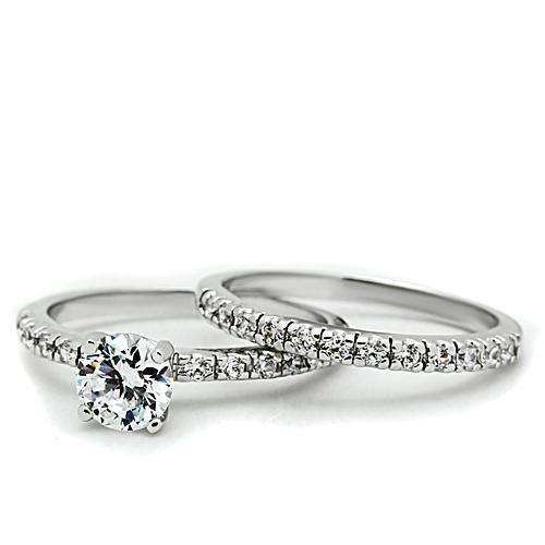 Alamode Rhodium Brass Ring with AAA Grade CZ in Clear - Alamode - Flyclothing LLC