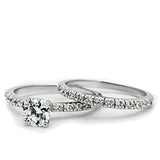 Alamode Rhodium Brass Ring with AAA Grade CZ in Clear - Alamode