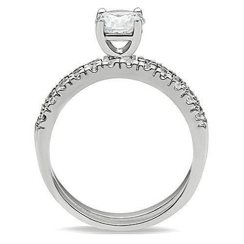 Alamode Rhodium Brass Ring with AAA Grade CZ in Clear - Alamode - Flyclothing LLC