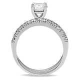 Alamode Rhodium Brass Ring with AAA Grade CZ in Clear - Alamode - Flyclothing LLC