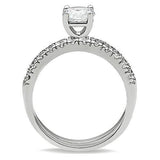 Alamode Rhodium Brass Ring with AAA Grade CZ in Clear - Alamode