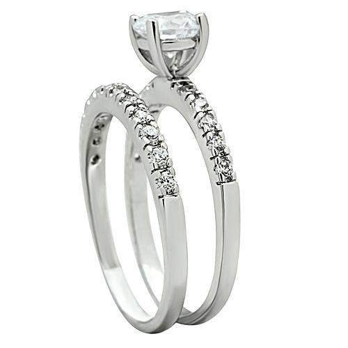 Alamode Rhodium Brass Ring with AAA Grade CZ in Clear - Alamode - Flyclothing LLC