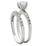 Alamode Rhodium Brass Ring with AAA Grade CZ in Clear - Alamode